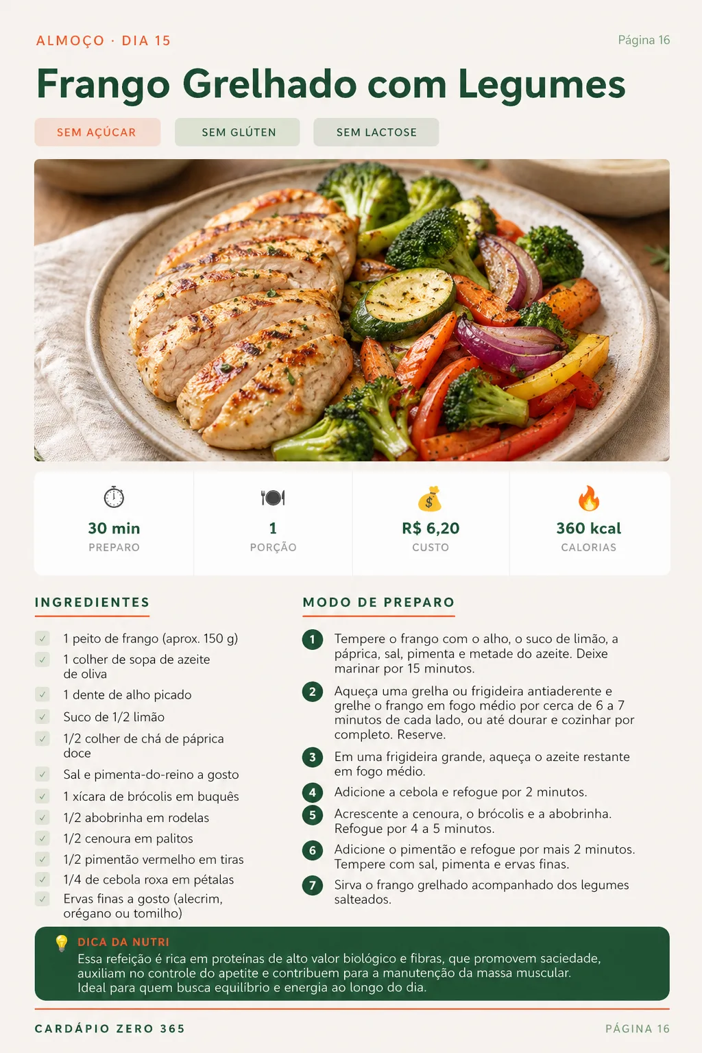 Receita de almoço leve