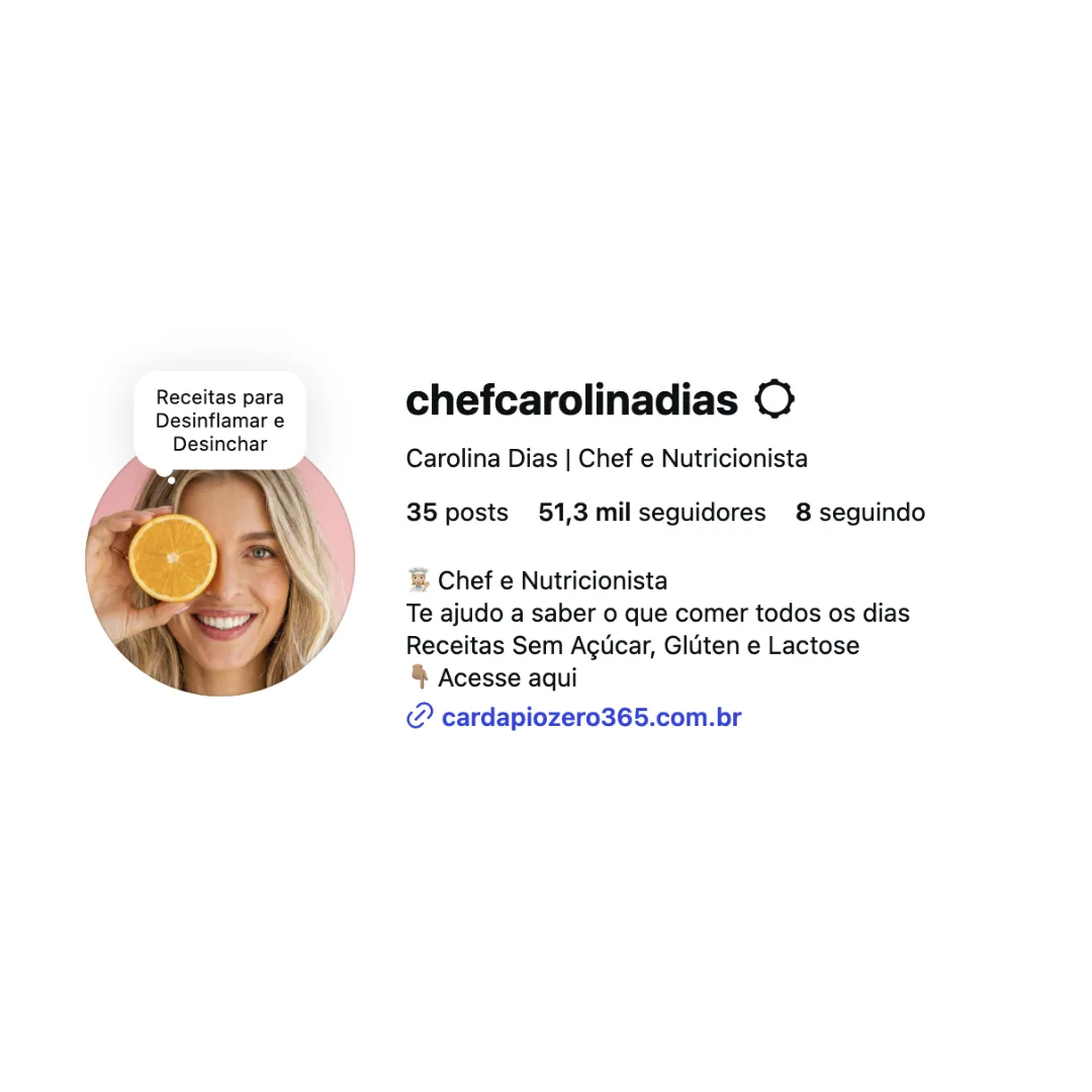 Print do Instagram @chefcarolinadias com +50 mil seguidores